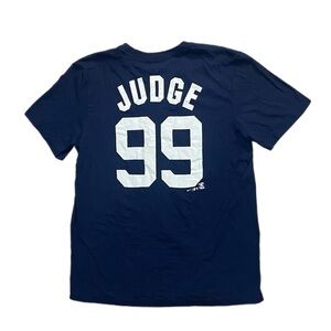 Used Nike New York Yankees Aaron Judge #99 Name And Number Shirt Navy Size Large